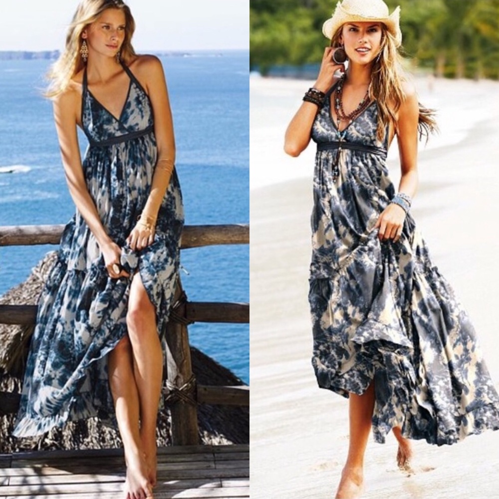 NWOT VS Tie Dye Ruffle Halter Maxi
